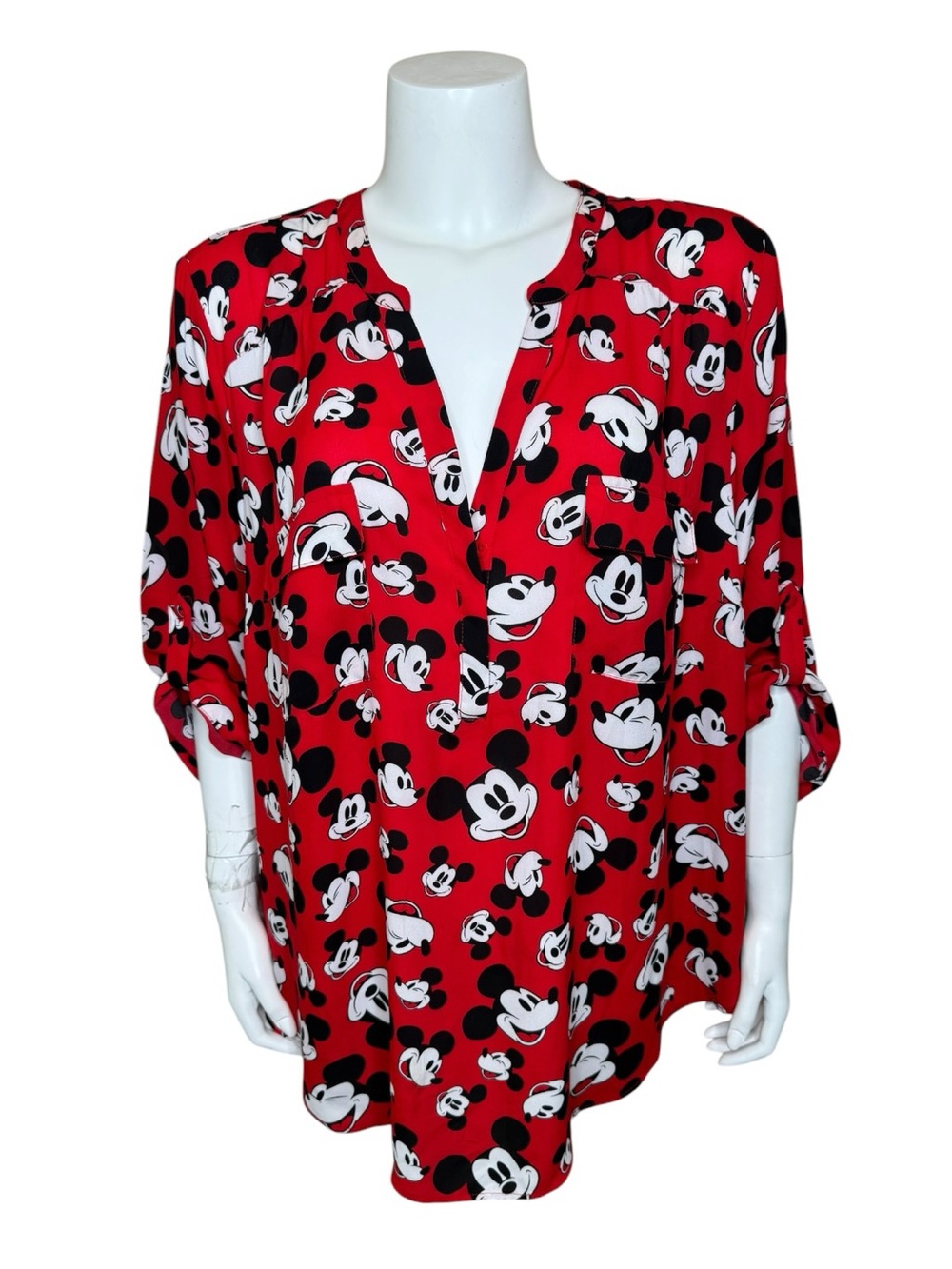 Torrid Disney Mickey Mouse Harper Top Blouse 3X Red Georgette Fabric
